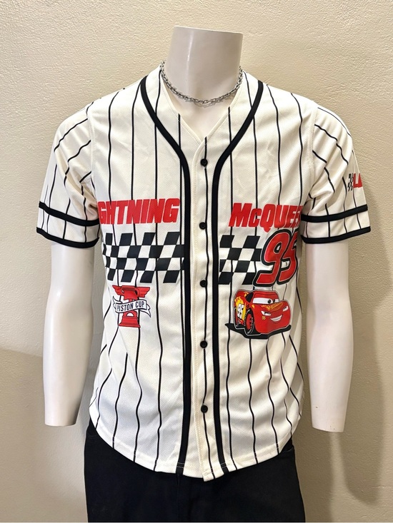 Disney Tops - Disney Cars Lightning McQueen Baseball Jersey 95 Piston Cup White Striped